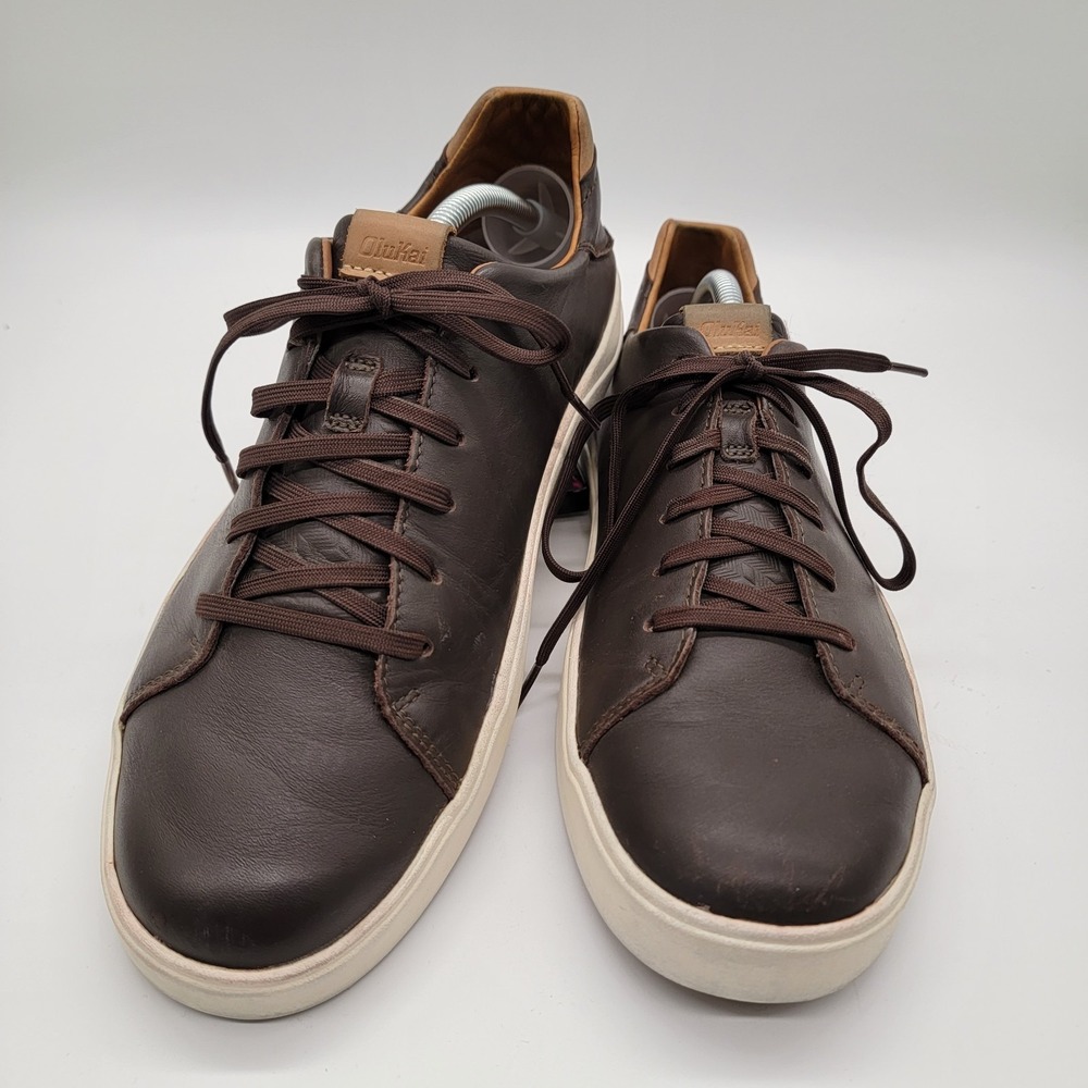 Olukai Lae'ahi Li'ili Men's Sz 10.5 Shoes Brown Leather Comfort Casual Sneakers
